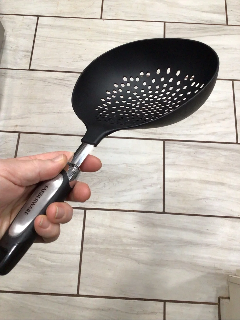 Farberware XL Pasta Strainer Spoon Black Nylon Slotted Ladle 13.5”